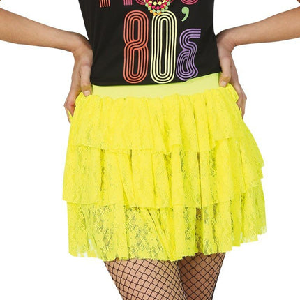 Jaren '80 Rok Neon Geel van Fiestas Guirca koop je bij Partywinkel