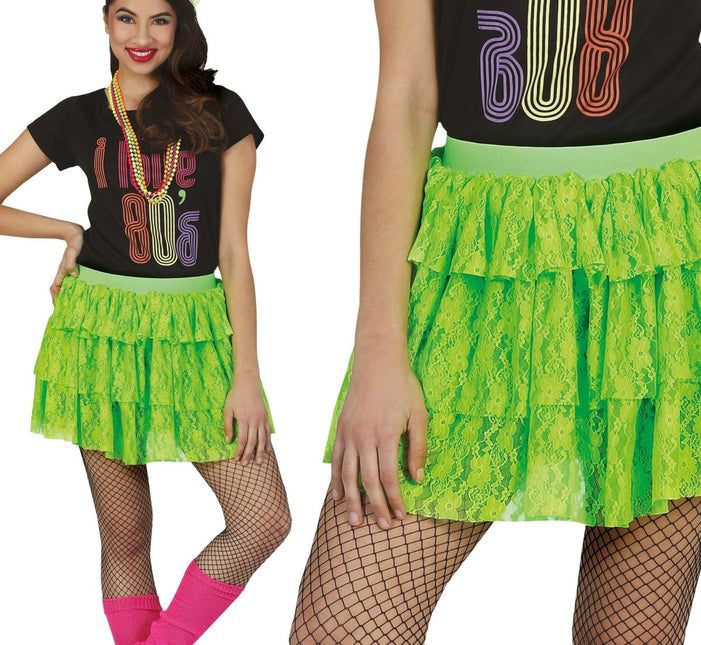 Jaren '80S Rok Neon Groen van Fiestas Guirca koop je bij Partywinkel