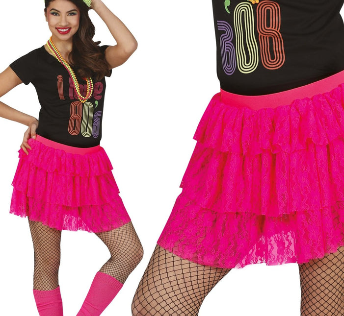 Jaren '80S Rok Neon Roze van Fiestas Guirca koop je bij Partywinkel