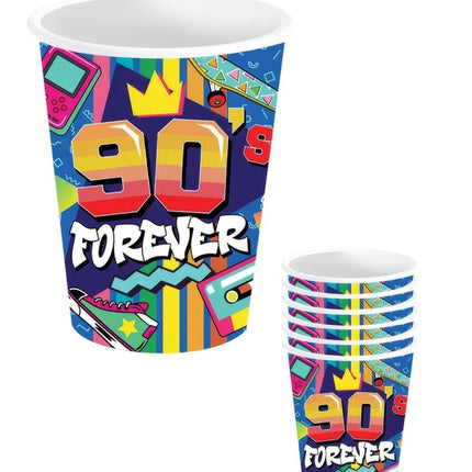 Jaren 90 Bekers 240ml 6st van Fiestas Guirca koop je bij Partywinkel