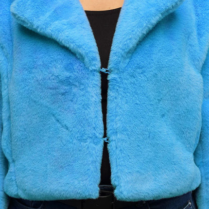 Jasje Fluffy rave turquoise (M/L) van Boland koop je bij Partywinkel