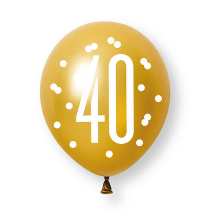 6ct Glitz Black Number 40 Assorted Platinum & Pearl Premium 30cm Latex Balloons