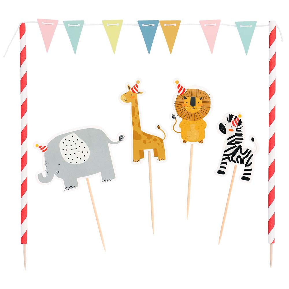 Taartdecoratie set jungle - 9 stuks Taartdecoratie set jungle - 9 stuks