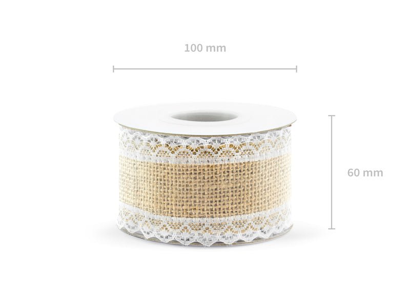 Jute Lint Kant 5cm 5m van Partydeco koop je bij Partywinkel