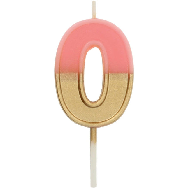 Kaars 0 Jaar Retro Roze 5cm van Folat koop je bij Partywinkel