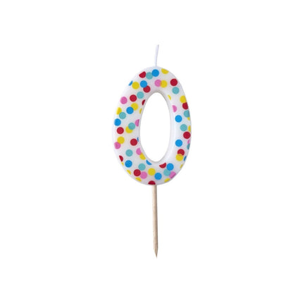 Kaars 0 Jaar Stippen 9cm van Ginger Ray koop je bij Partywinkel