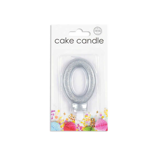 Kaars 0 Jaar Zilver Glitter 7cm van WeFiesta koop je bij Partywinkel