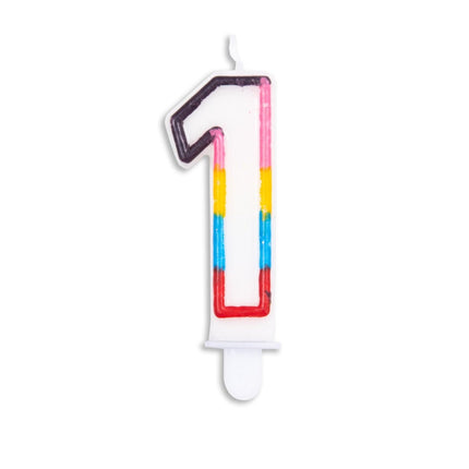 Kaars 1 Jaar Gekleurd 7cm van WeFiesta koop je bij Partywinkel