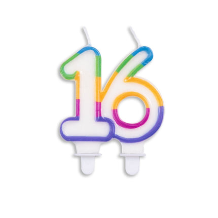 Kaars 16 Jaar Gekleurd 7cm van WeFiesta koop je bij Partywinkel