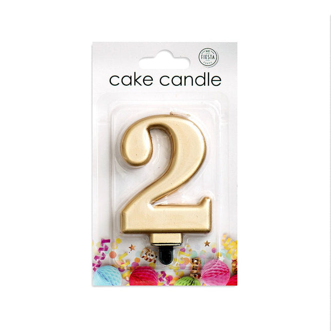 Kaars 2 Jaar Goud Metallic 8cm van WeFiesta koop je bij Partywinkel