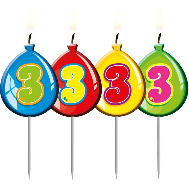 Kaars 3 Jaar Ballon 8cm van Folat koop je bij Partywinkel