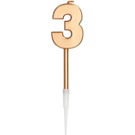 Kaars 3 Jaar Brons Metallic 15cm van Folat koop je bij Partywinkel