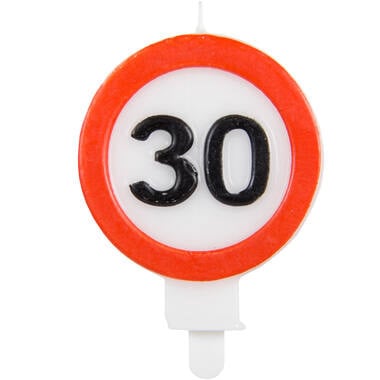 Kaars 30 Jaar Verkeersbord van Folat koop je bij Partywinkel