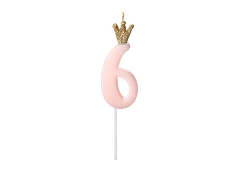 Kaars 6 Jaar Lichtroze 9,5cm van Partydeco koop je bij Partywinkel