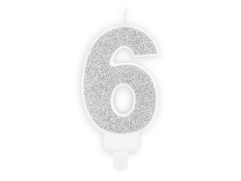 Kaars 6 Jaar Zilver 7cm van Partydeco koop je bij Partywinkel