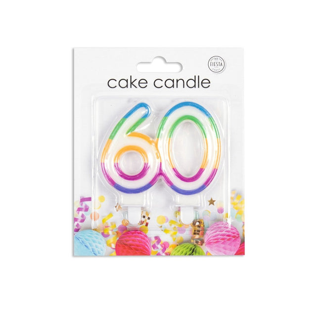 Kaars 60 Jaar Gekleurd 7cm van WeFiesta koop je bij Partywinkel