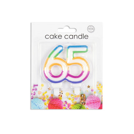 Kaars 65 Jaar Gekleurd 7cm van WeFiesta koop je bij Partywinkel