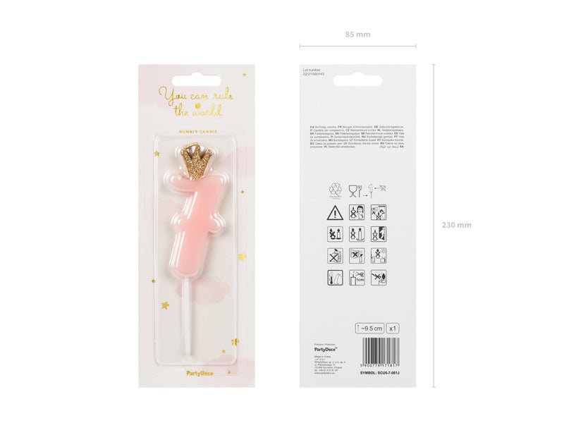 Kaars 7 Jaar Lichtroze 9,5cm van Partydeco koop je bij Partywinkel