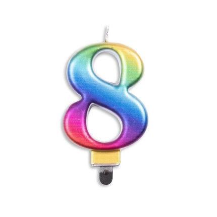 Kaars 8 Jaar Regenboog 7cm van WeFiesta koop je bij Partywinkel