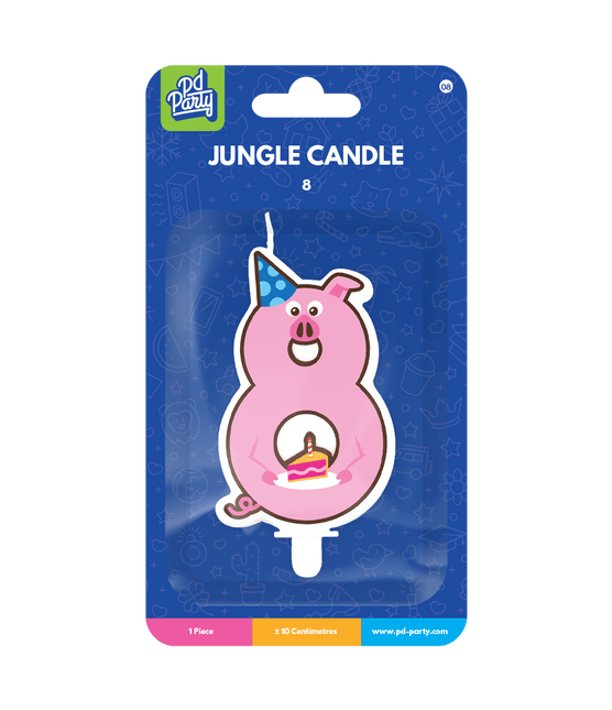 Kaars 8 Jaar Varken van Paper Dreams koop je bij Partywinkel
