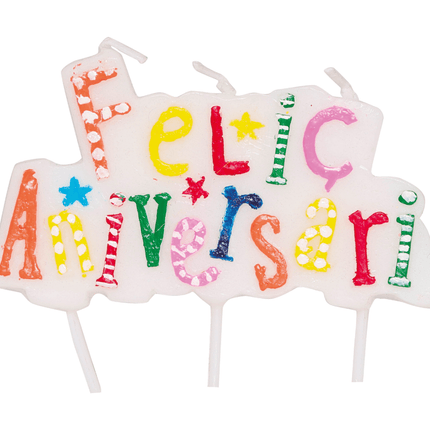 Kaars Felic Aniversari 8cm van Fiestas Guirca koop je bij Partywinkel
