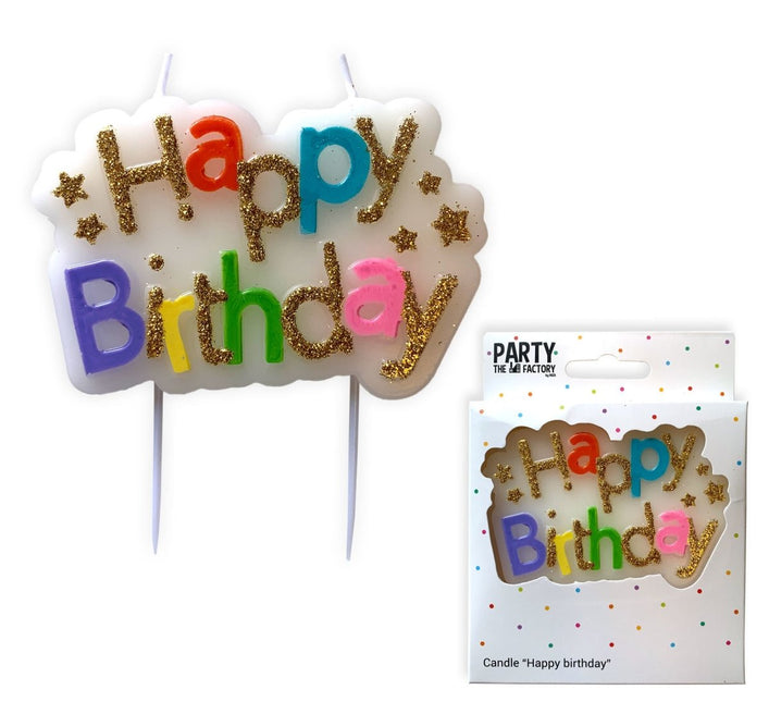 Kaars Happy Birthday 10,5cm van Haza Witbaard koop je bij Partywinkel