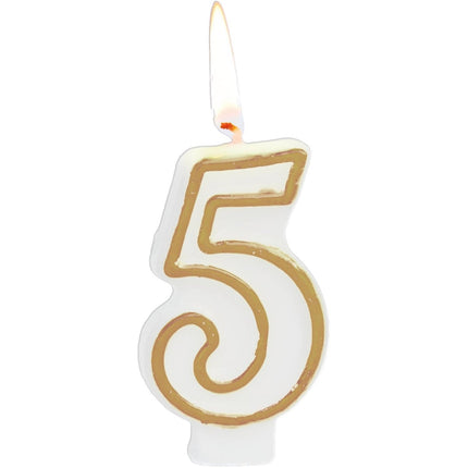 Kaars Simply Chique Gold Cijfer 5 van Folat koop je bij Partywinkel