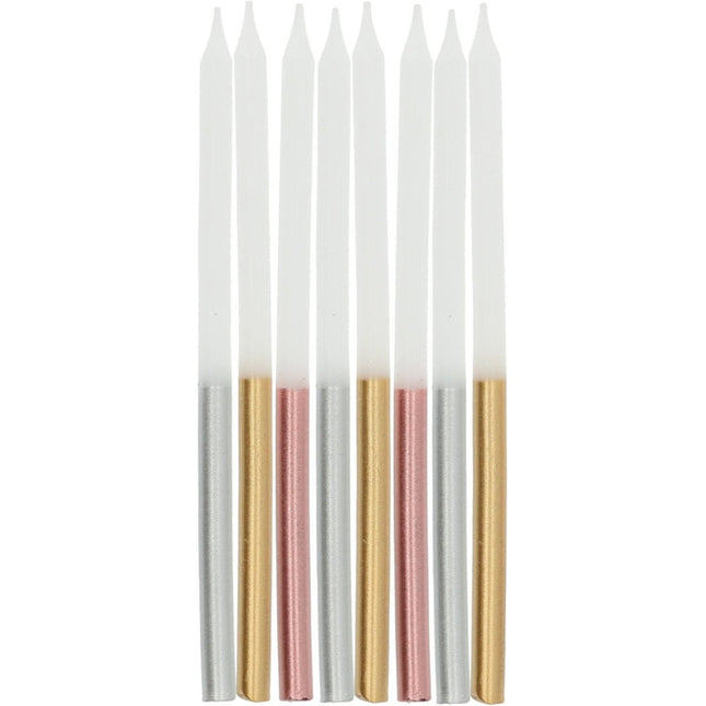 Kaarsen Glamour Metallic 10cm van Folat koop je bij Partywinkel