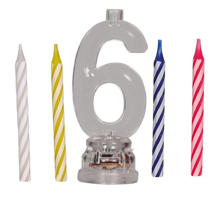 Kaarsenhouder 6 Jaar Led 13cm van Fiestas Guirca koop je bij Partywinkel