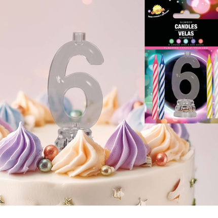 Kaarsenhouder 6 Jaar Led 13cm van Fiestas Guirca koop je bij Partywinkel