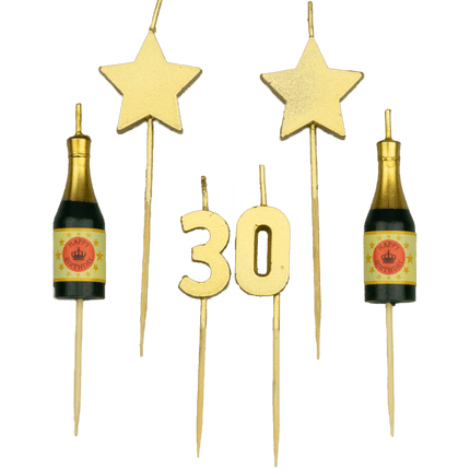 Kaarsjes 30 Jaar Champagne 17,5cm van Paper Dreams koop je bij Partywinkel