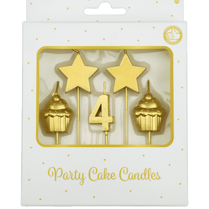 Kaarsjes 4 Jaar Cupcake Goud 17,5cm van Paper Dreams koop je bij Partywinkel