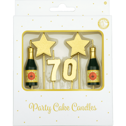 Kaarsjes 70 Jaar Champagne 17,5cm van Paper Dreams koop je bij Partywinkel