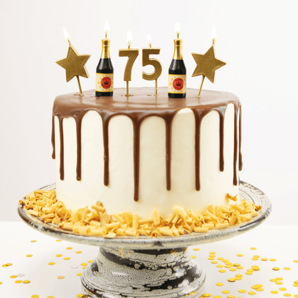 Kaarsjes 75 Jaar Champagne 17,5cm van Paper Dreams koop je bij Partywinkel