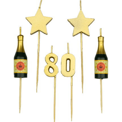 Kaarsjes 80 Jaar Champagne 17,5cm van Paper Dreams koop je bij Partywinkel