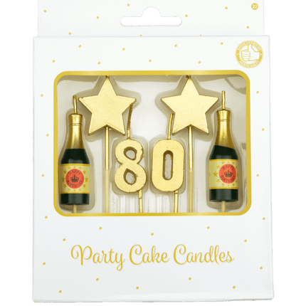 Kaarsjes 80 Jaar Champagne 17,5cm van Paper Dreams koop je bij Partywinkel