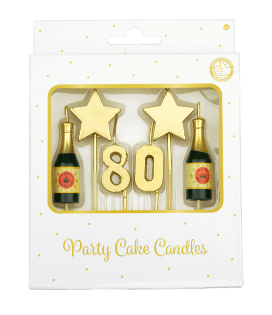 Kaarsjes 80 Jaar Champagne 17,5cm van Paper Dreams koop je bij Partywinkel