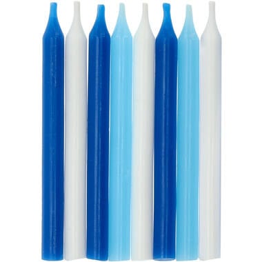 Kaarsjes Blauw 6cm 16 stuks van Folat koop je bij Partywinkel
