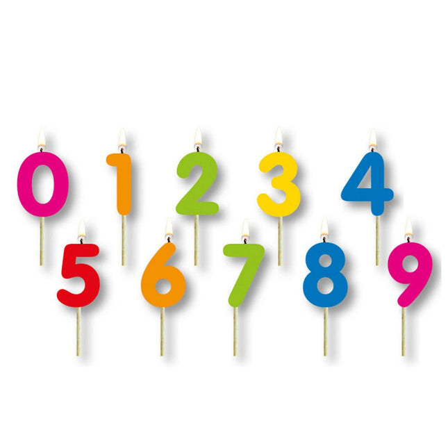 Kaarsjes Set 0 - 9 jaar 9cm 10st van Folat koop je bij Partywinkel