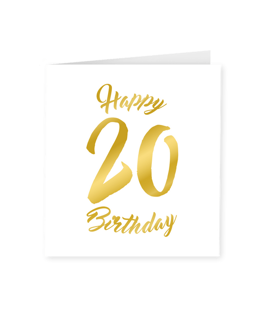 Kaart 20 Jaar Goud Wit 15cm van Paper Dreams koop je bij Partywinkel