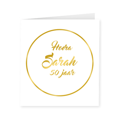Kaart Sarah 50 Jaar Goud Wit 15cm van Paper Dreams koop je bij Partywinkel