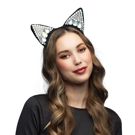 Kat Haarband Met Diamanten van Boland koop je bij Partywinkel