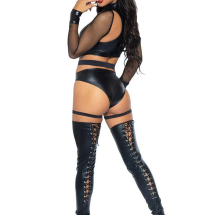 Kat Kostuum Zwart Dames Bodysuit Wicked Kitty Leg Avenue van Leg Avenue koop je bij Partywinkel