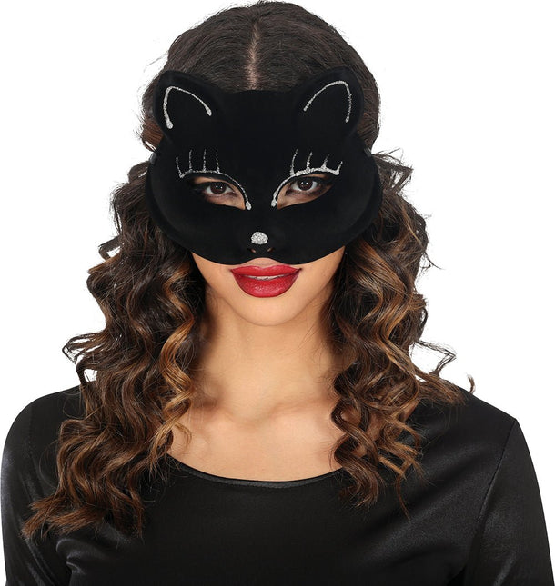 Kat Masker Zwart van Fiestas Guirca koop je bij Partywinkel