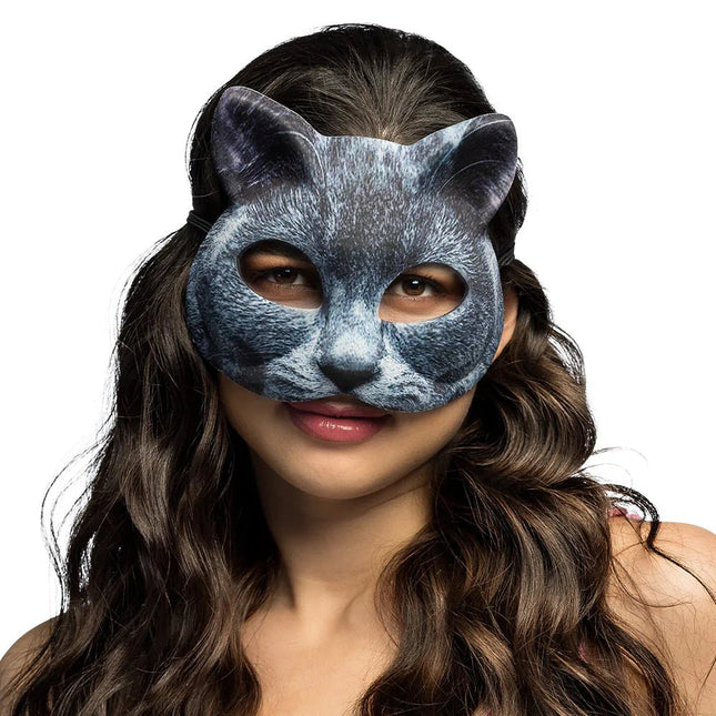 Kat Oogmasker Grijs van Boland koop je bij Partywinkel