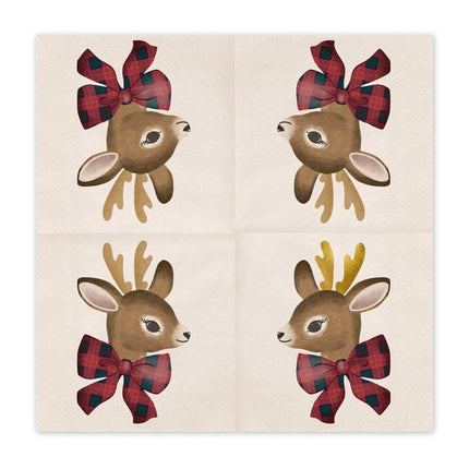 Kerst Servetten Rendier 33cm 12st van Partydeco koop je bij Partywinkel