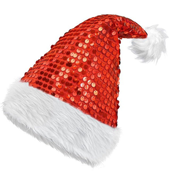 KERSTMAN MUTS PLUCHE EN PAILLETTEN ROOD van Widmann koop je bij Partywinkel