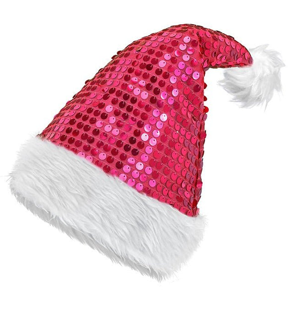 KERSTMAN MUTS PLUCHE EN PAILLETTEN ROZE van Widmann koop je bij Partywinkel