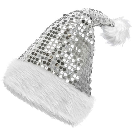 KERSTMAN MUTS PLUCHE EN PAILLETTEN ZILVER van Widmann koop je bij Partywinkel