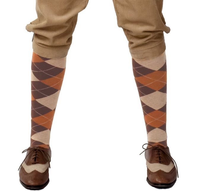 Kniekousen ruit beige/bruin/oker van Orlob koop je bij Partywinkel